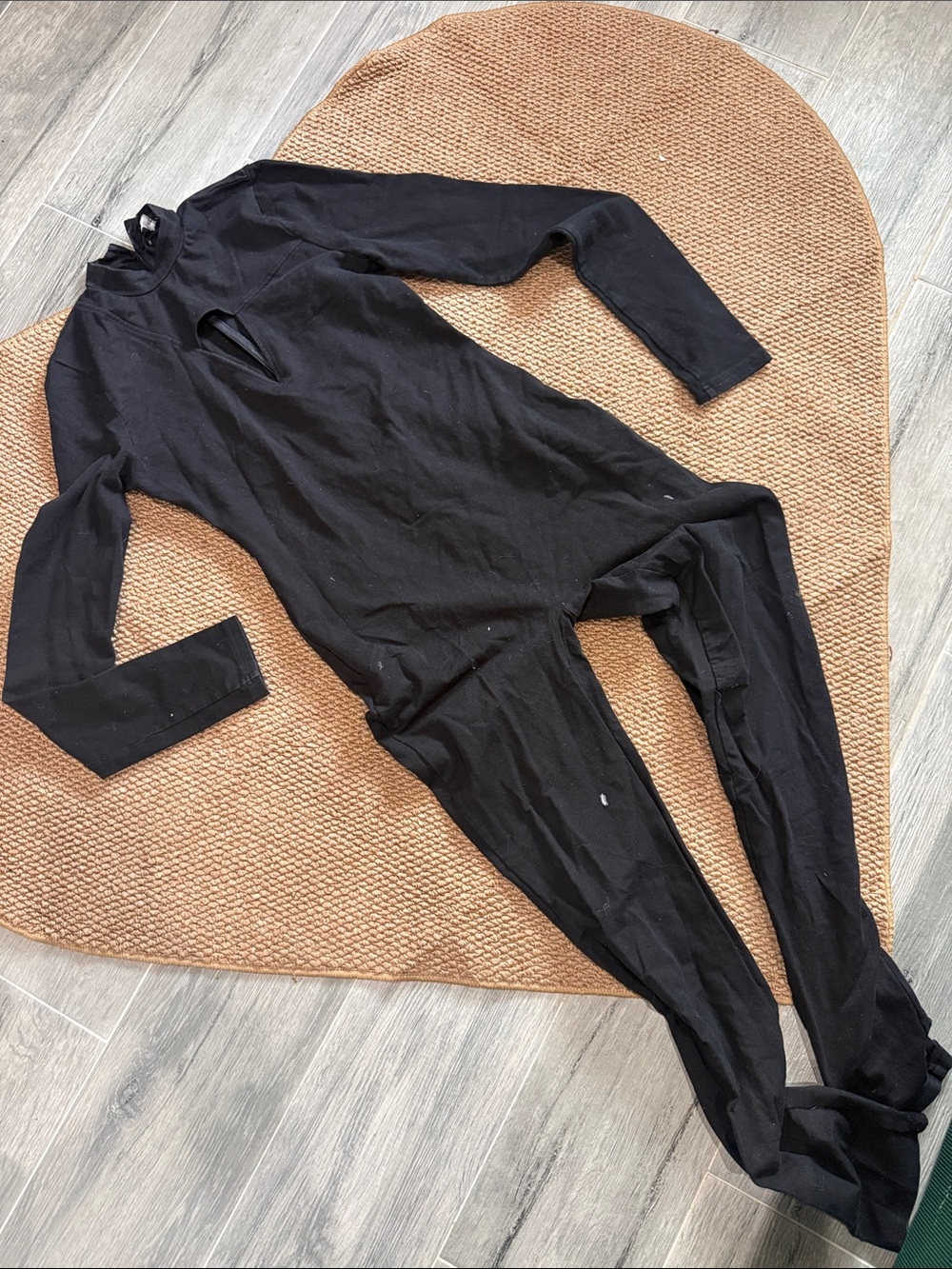 Black Long-Sleeve High-Neck Jumpsuit